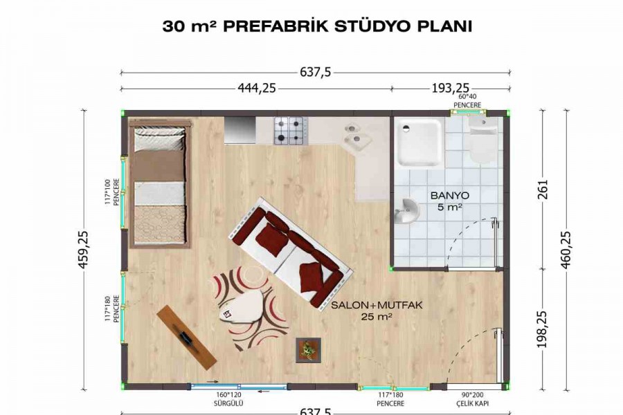 30 m2 Tek Katlı Hafif Çelik Ev