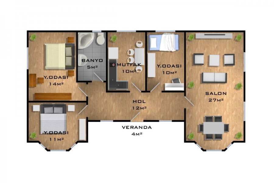 98 m2 Tek Katlı Hafif Çelik Ev