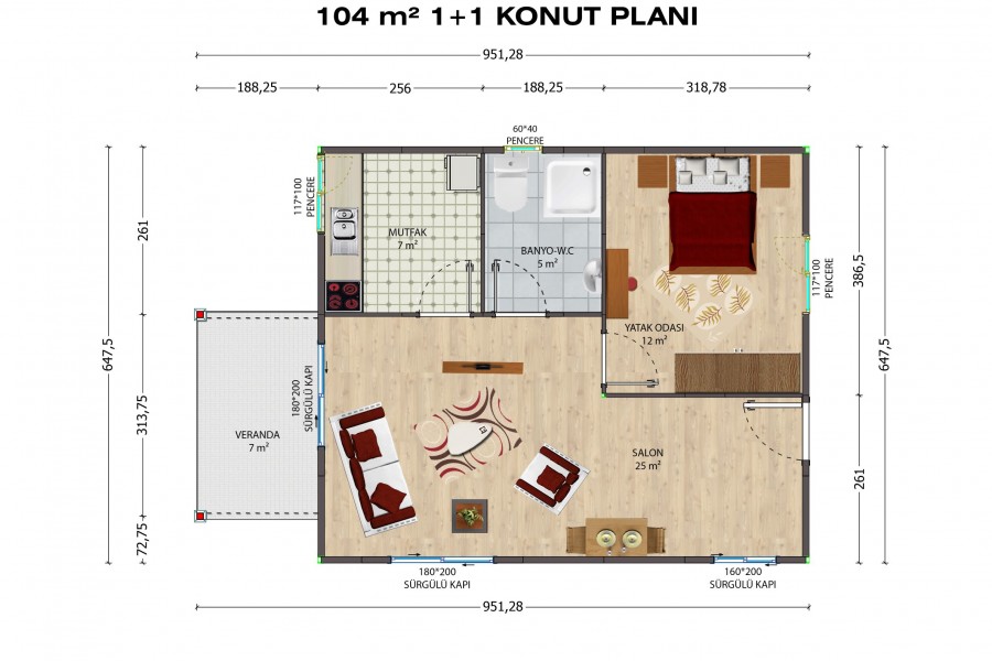 104 m2 Tek Katlı Hafif Çelik Ev