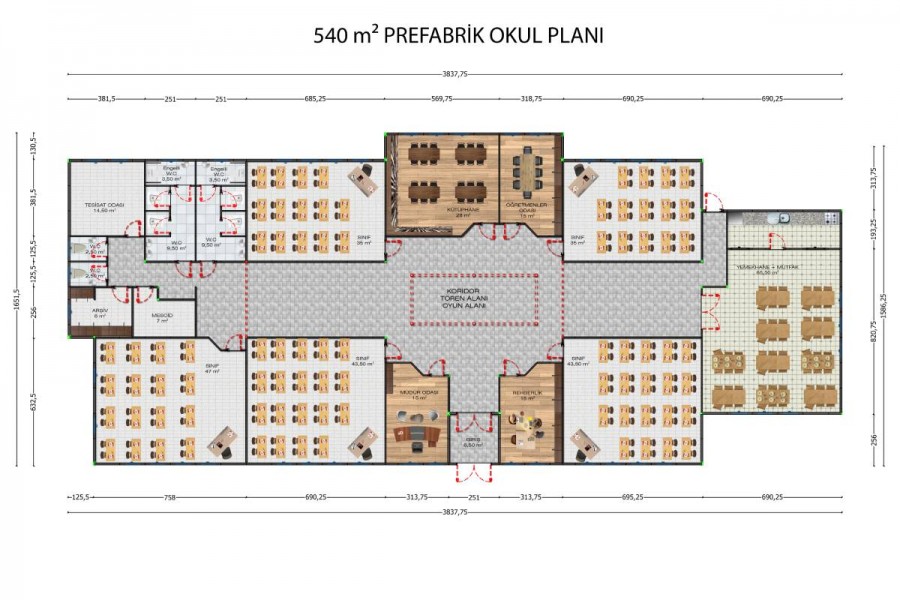 540 m2 Prefabrik Eğitim Binası