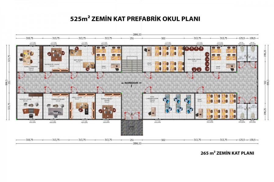 525 m2 Prefabrik Eğitim Binası
